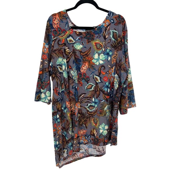 Attitudes by Renee Regular Asymmetric Jacquard Tunic Size Large Whimsical Boho - Picture 3 of 9